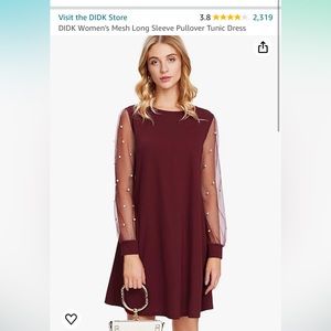 Never worn red/maroon dress with mesh pearl sleeves! Adorable!